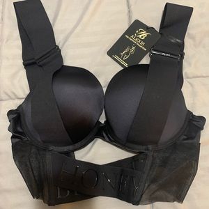 NWT Honey Birdette Black Strappy Bra 32F